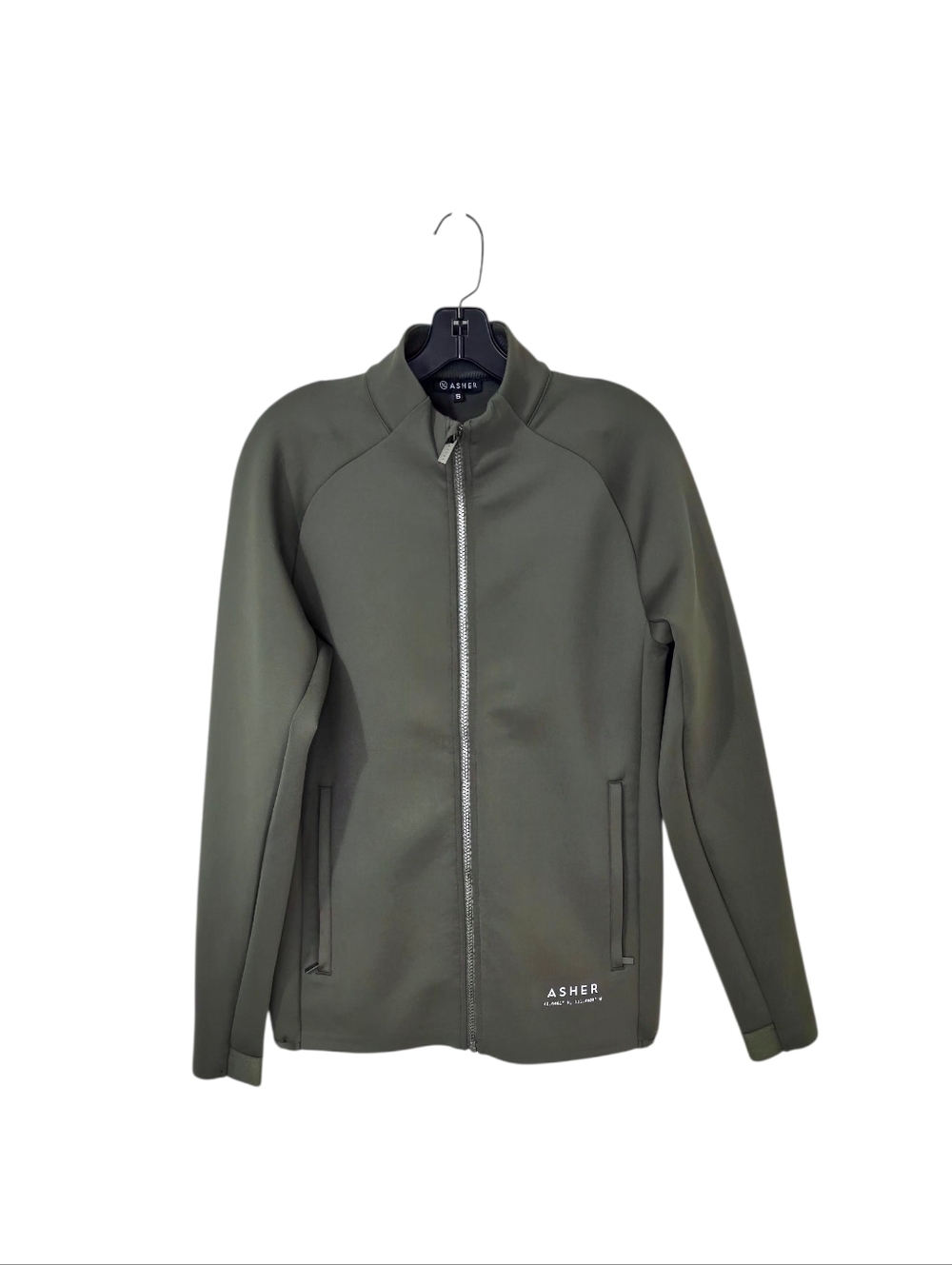 Asher Golf Olive Green Full Zip Scuba Jacket Men's Small Activewear Outdoor